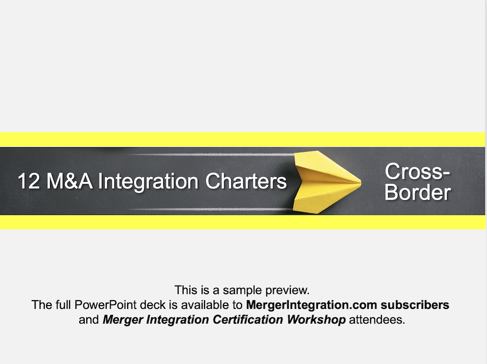 12 M&A Integration Charters Cross-Border