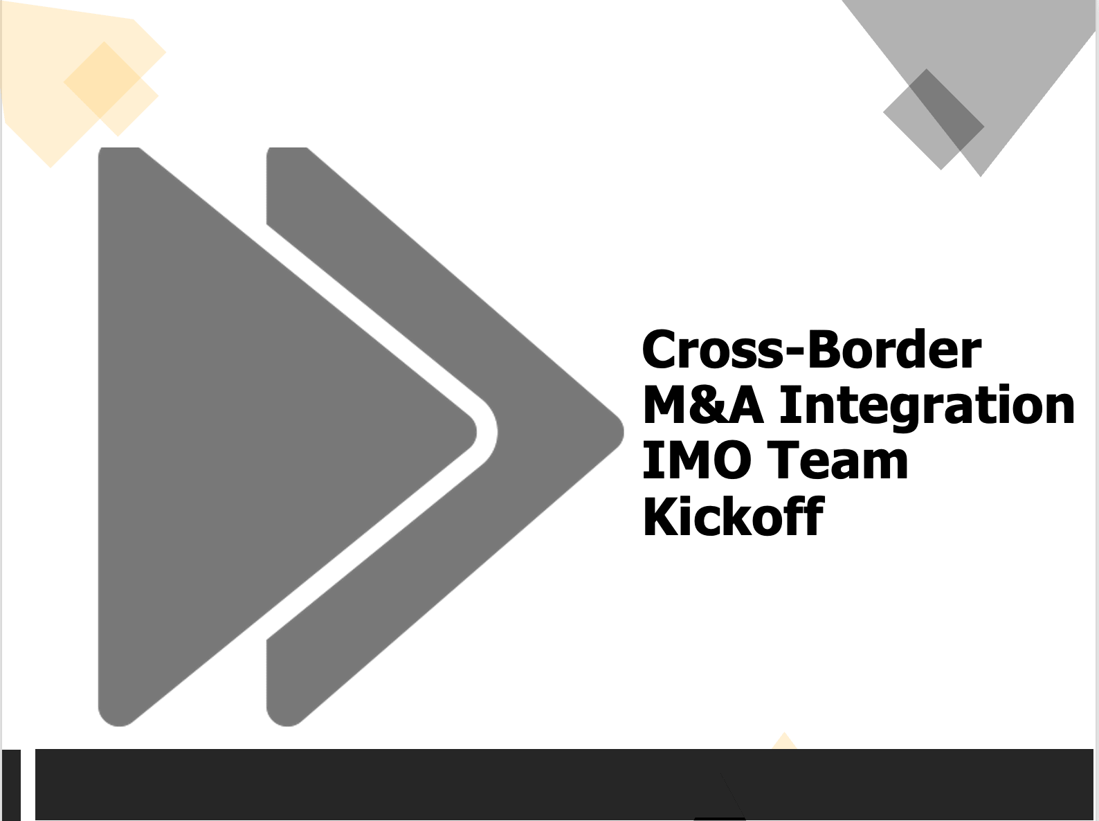 Cross-Border M&A Integration IMO Team Kickoff