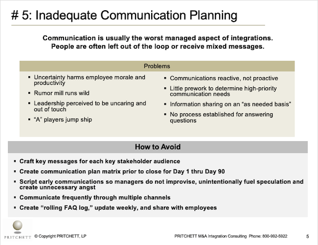 # 5: Inadequate Communication Planning