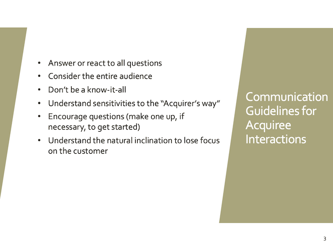 Communication Guidelines for Acquiree Interactions