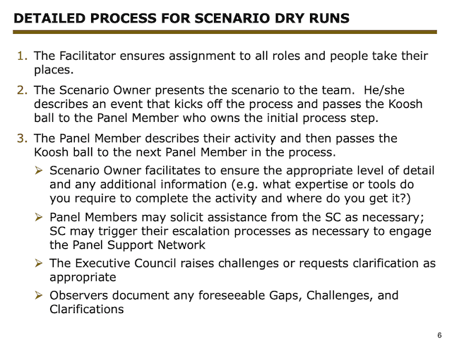Detailed Process For Scenario Dry Runs