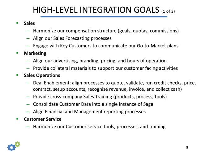 High Level Integration Goals