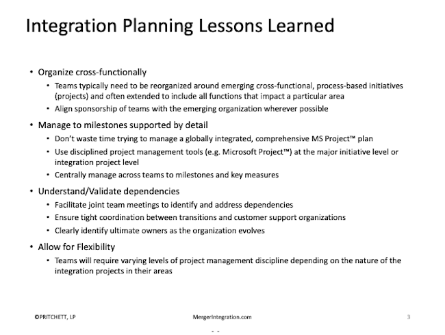 Integration Planning Lessons Learned