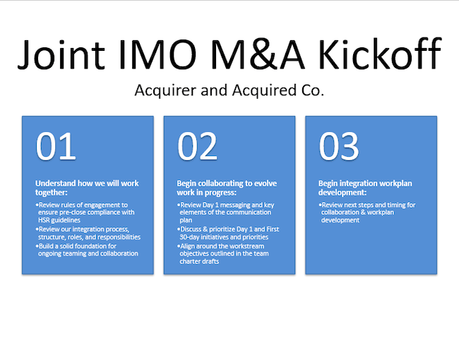 Joint IMO M&A Kickoff Meeting