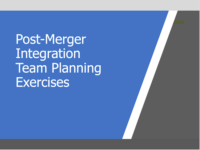 Post-Merger Integration Team Planning Exercises