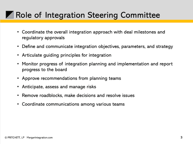 Role of Integration Steering Committee