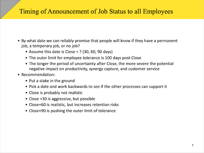 Timing of Announcement of Job Status to all Employees