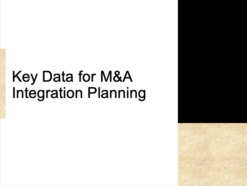 Key Data for M&A Integration Planning