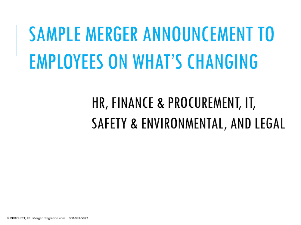 Sample Merger Announcement to Employees on What