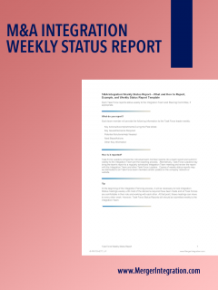 M&A Integration Weekly Status report