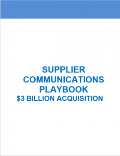 Supplier Communications M&A Integration Playbook - $3 Billion Acquisition