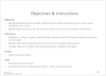 Objectives & Instructions